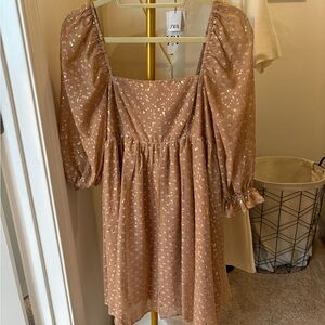 Pink Boutique Dress with Puff Sleeves